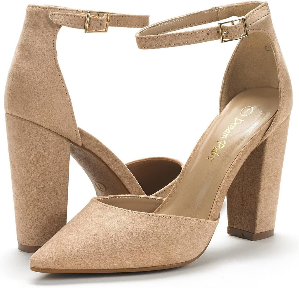DREAM PAIRS Women's Coco High Heels Chunky Pumps