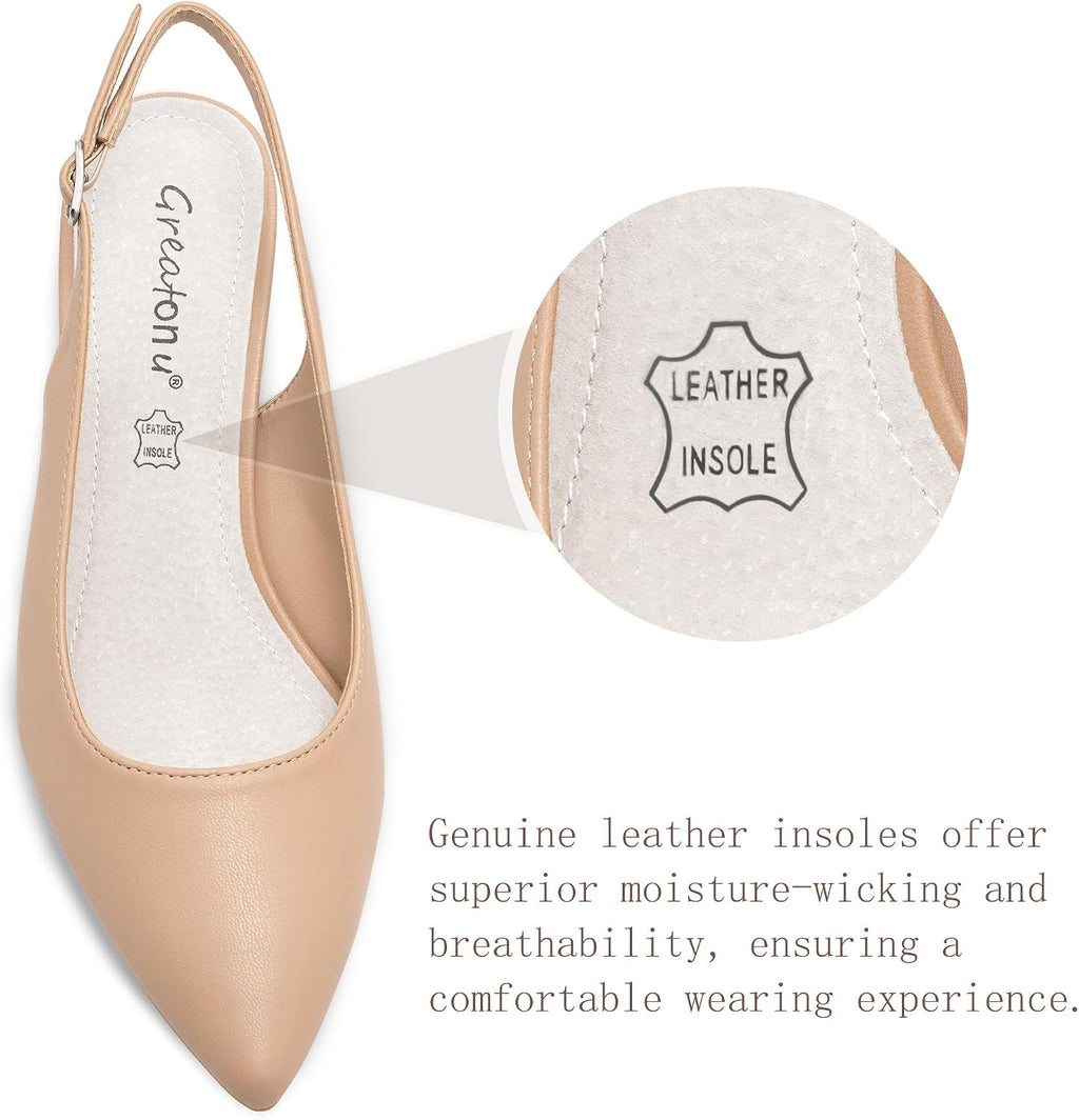 Greatonu Women's Kitten Heels Pointed Toe Slingback Dress Pumps Shoes