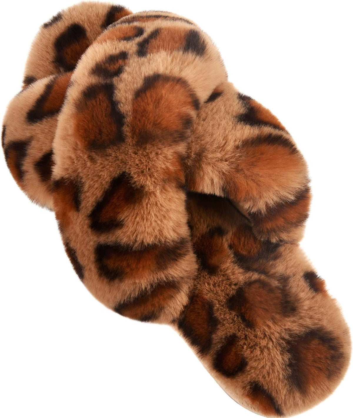 Parlovable Women's Cross Band Slippers Fuzzy Open-Toe Memory Foam