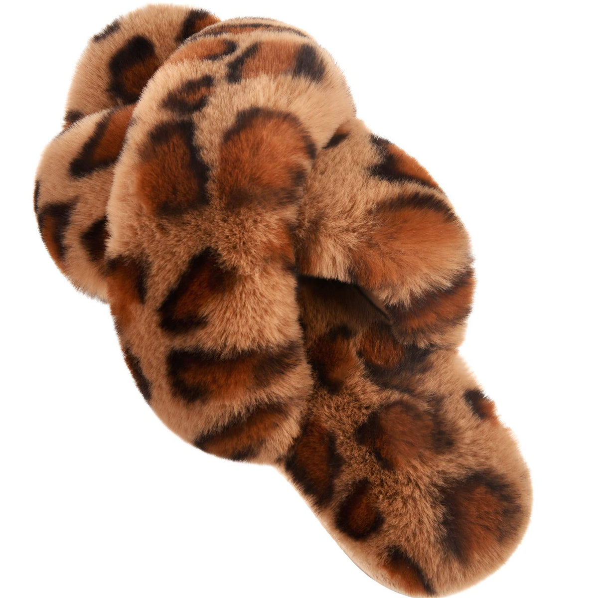 Parlovable Women's Cross Band Slippers Fuzzy Open-Toe Memory Foam