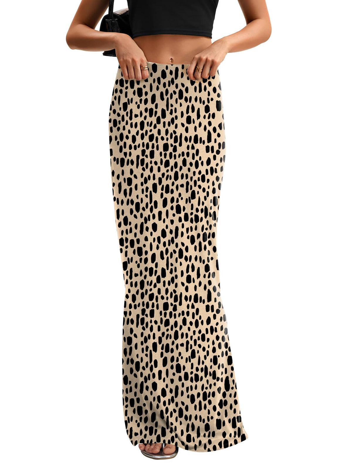 KIFOVEN Women's High Waist Elastic Flare Sexy Bodycon Basic Slim Maxi Skirt