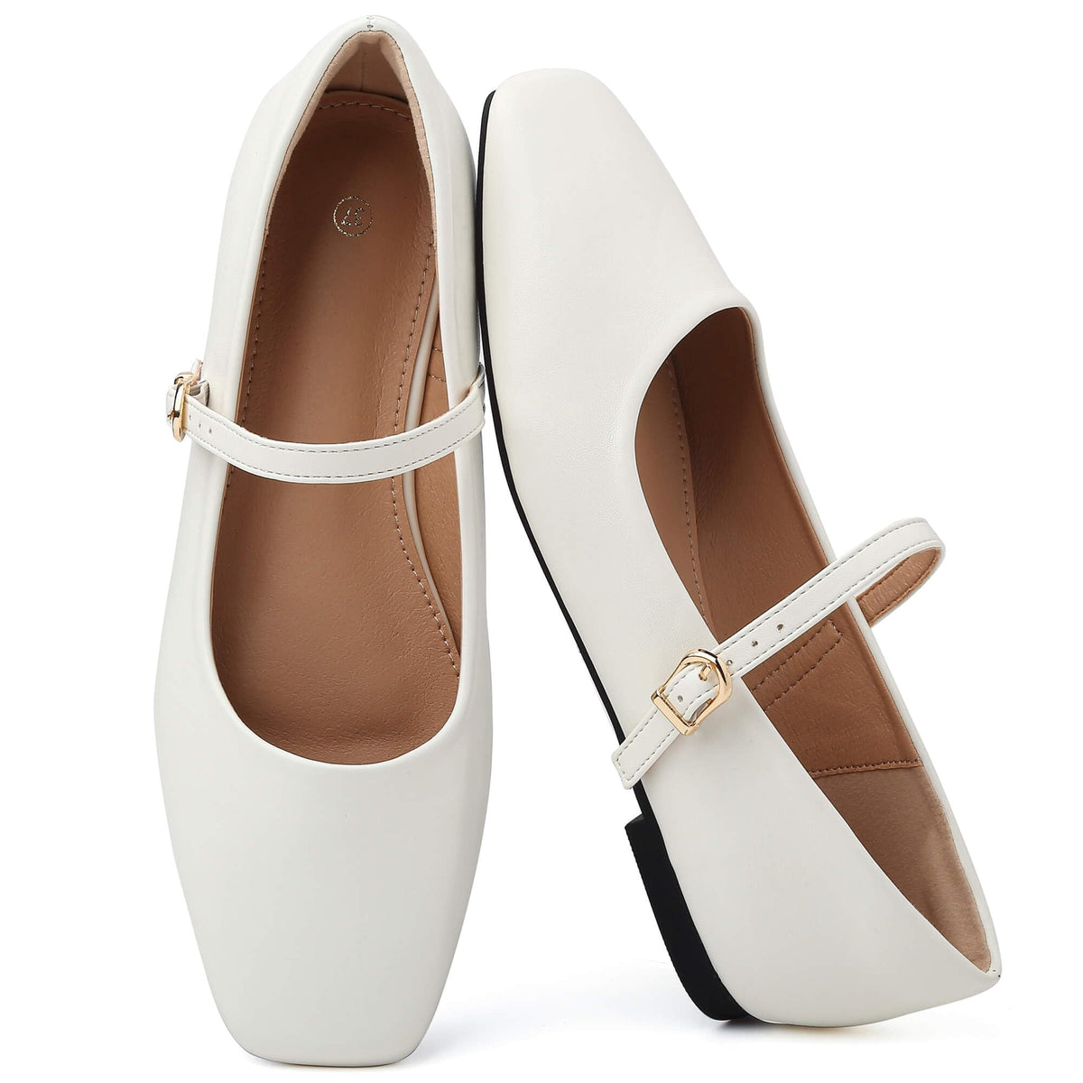 Womens Ballet Flats Mary Jane Shoes Square Toe Adjustable Strap Dress Shoes