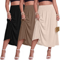 Ficerd 3 Pack Women Plus Size Skirts with Pockets