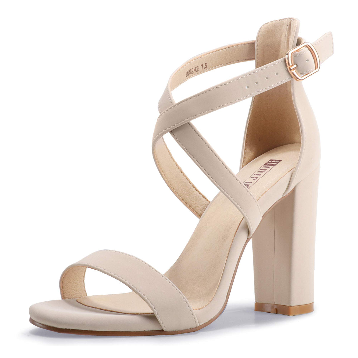 IDIFU IN4 Strappy Heels Chunky High Open Toe Ankle Strap Heeled Sandals