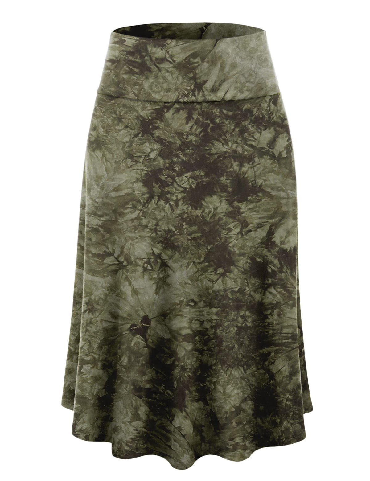 Lock and Love Women's Solid Ombre Lightweight Flare Midi Pull On Closure Skirt S-XXXL Plus Size