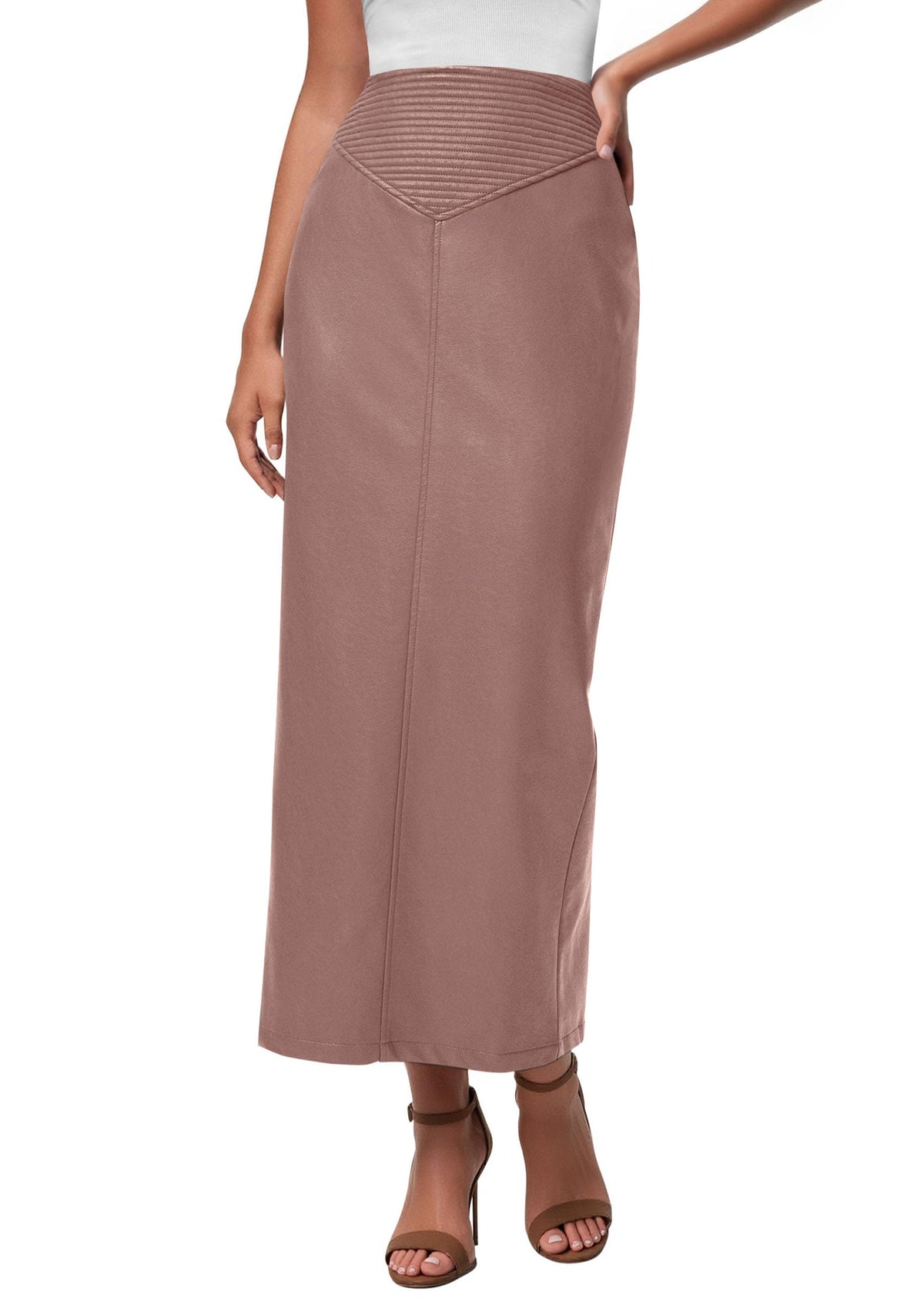 PRETTYGARDEN Women's Faux Leather High Waisted Maxi Skirts