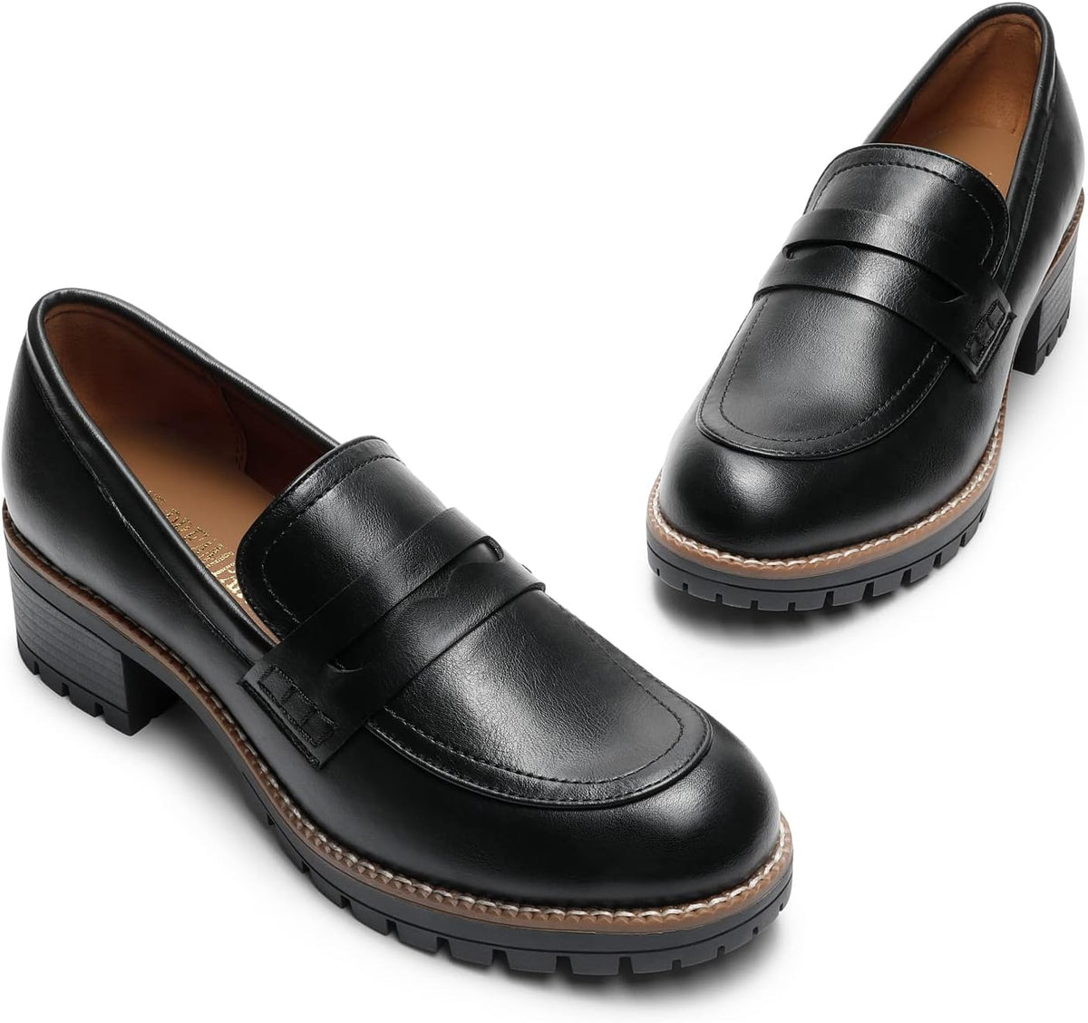 DREAM PAIRS Women's Penny Chunky Loafers Work Shoes