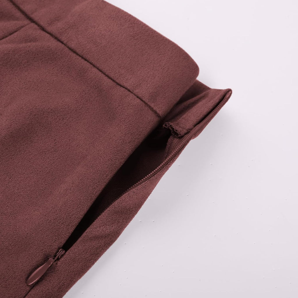 Belle Poque Women Suede Skirt High Waisted A Line Midi Skirts