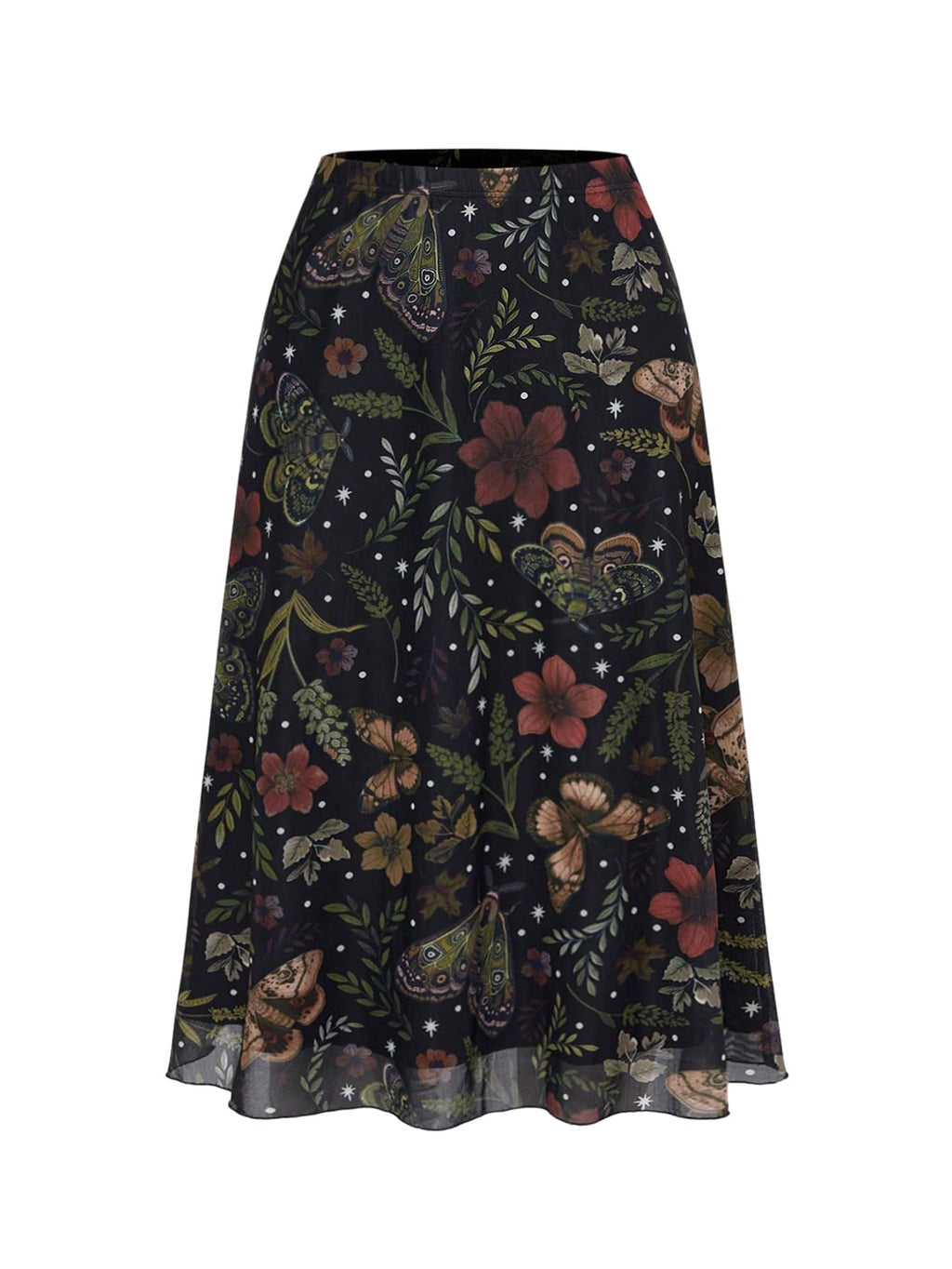 SOLY HUX Women's Plus Size Floral Mesh Midi Skirt A Line Flowy Skirts