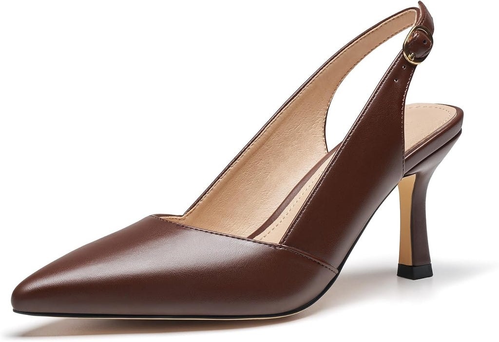 VICKI·VICKI Slingback Kitten Heels for Women Pointed Closed Toe Heels Dressy Pumps Shoes for Wedding Office Party