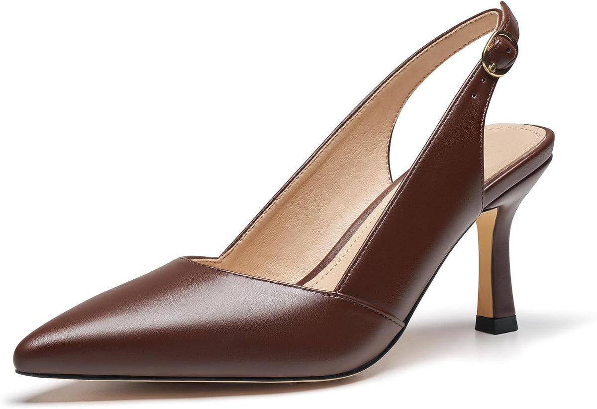 VICKI·VICKI Slingback Kitten Heels for Women Pointed Closed Toe Heels Dressy Pumps Shoes for Wedding Office Party
