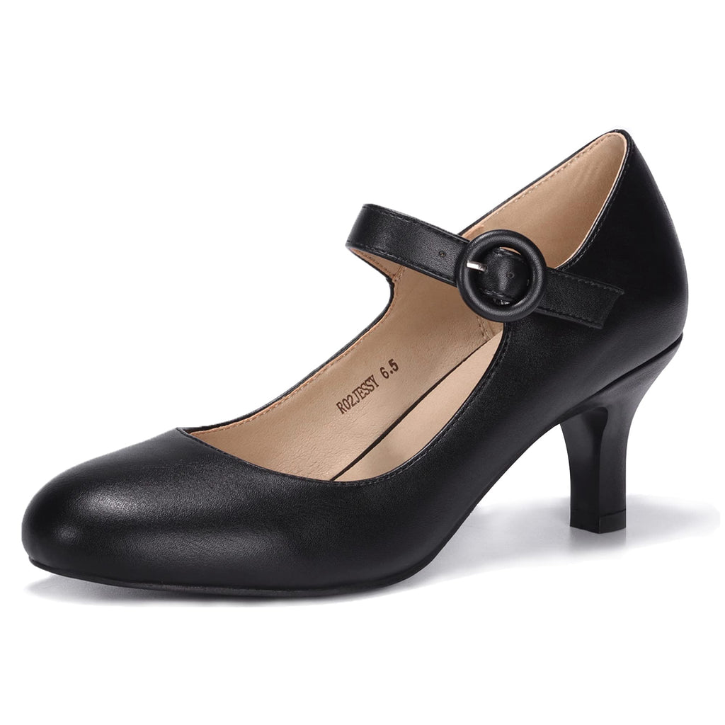 IDIFU Women's Mary Jane Dress Shoes Low Kitten Heels Pumps