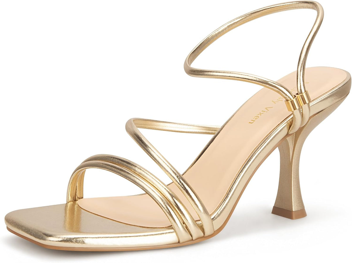 Women's Strappy Kitten Heels Square Open Toe Sandals Party Wedding Ankle Strap Shoes