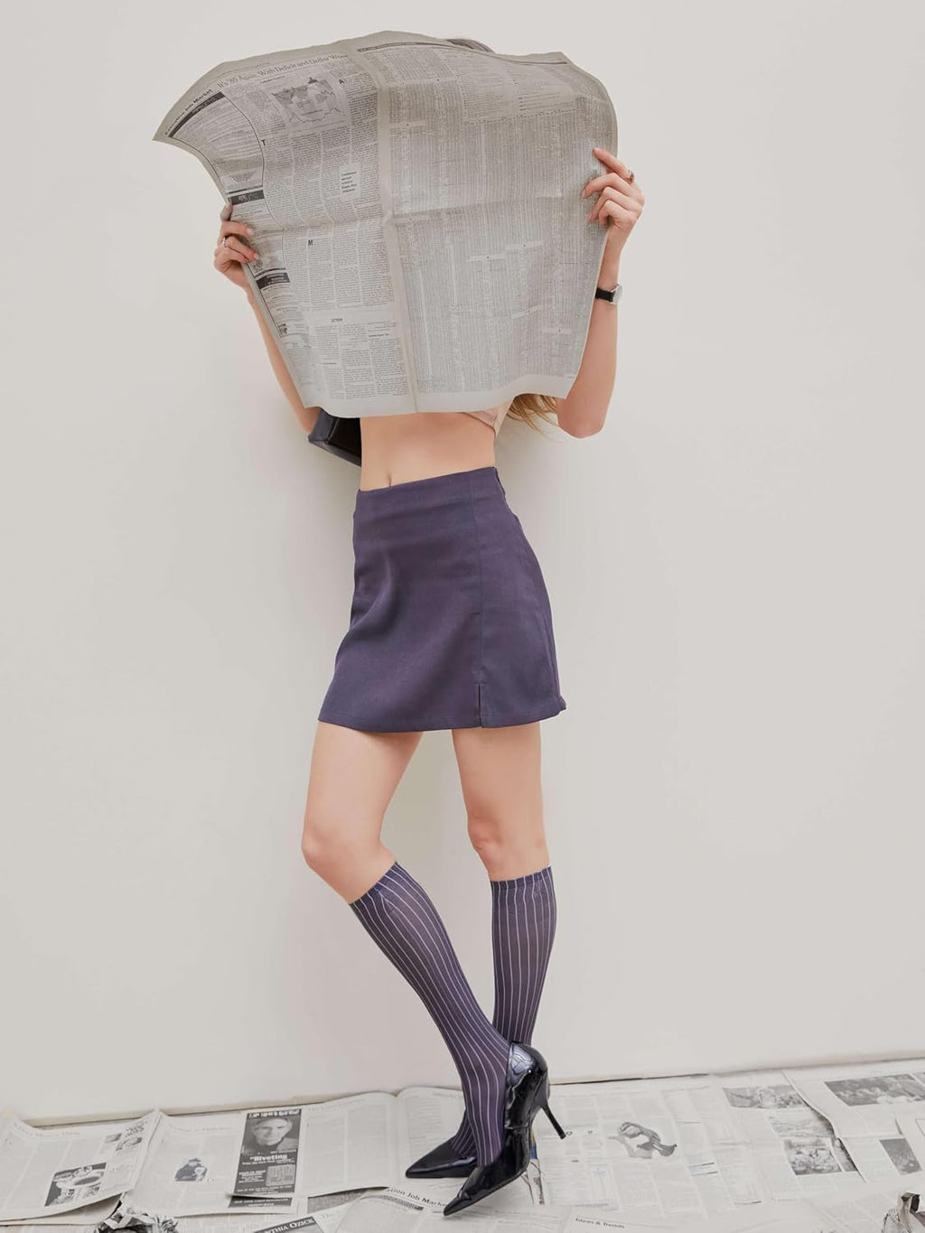 CIDER Mini Skirt High Waist Split Party Basic A Line Skirt