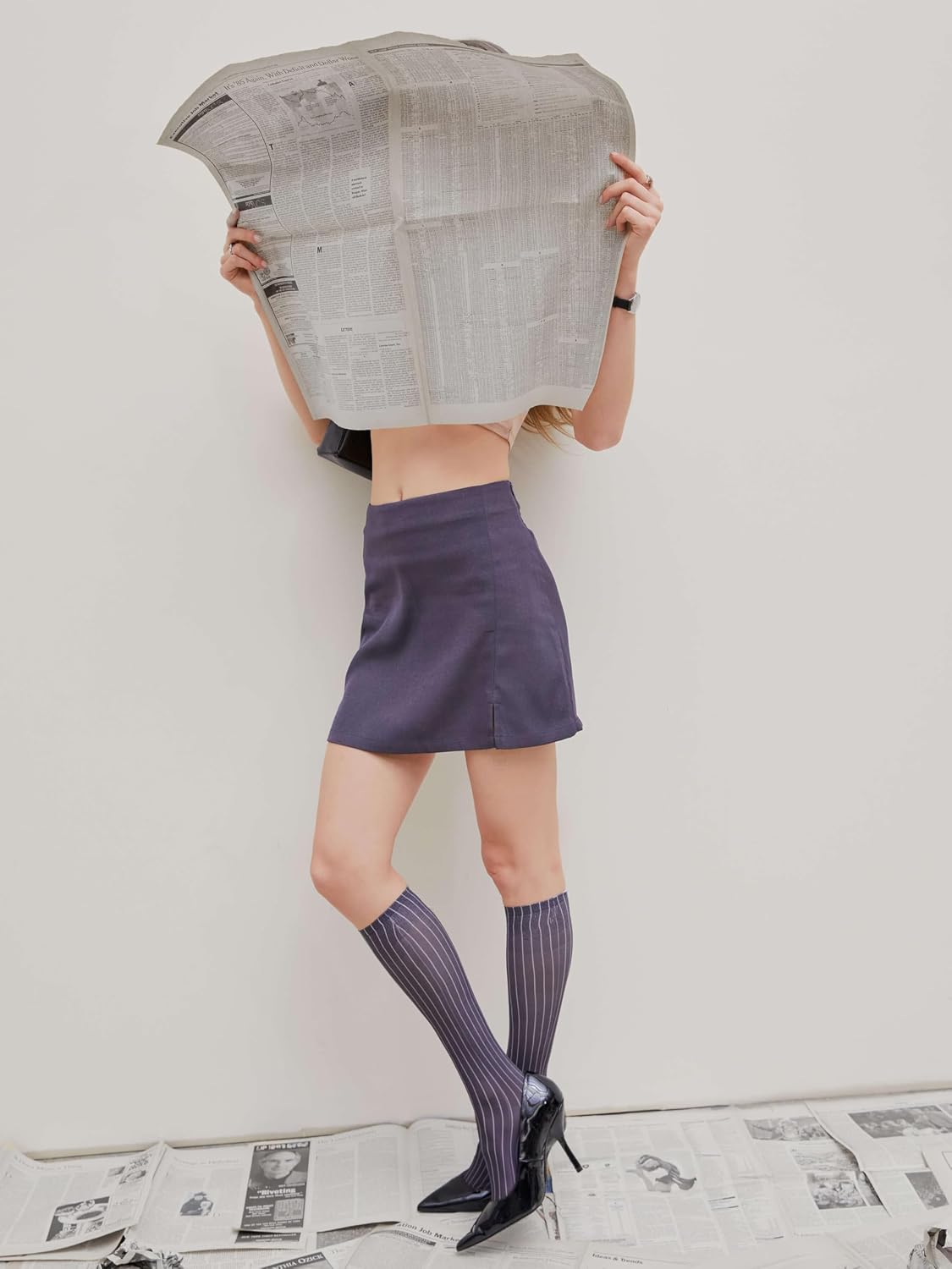 CIDER Mini Skirt High Waist Split Party Basic A Line Skirt