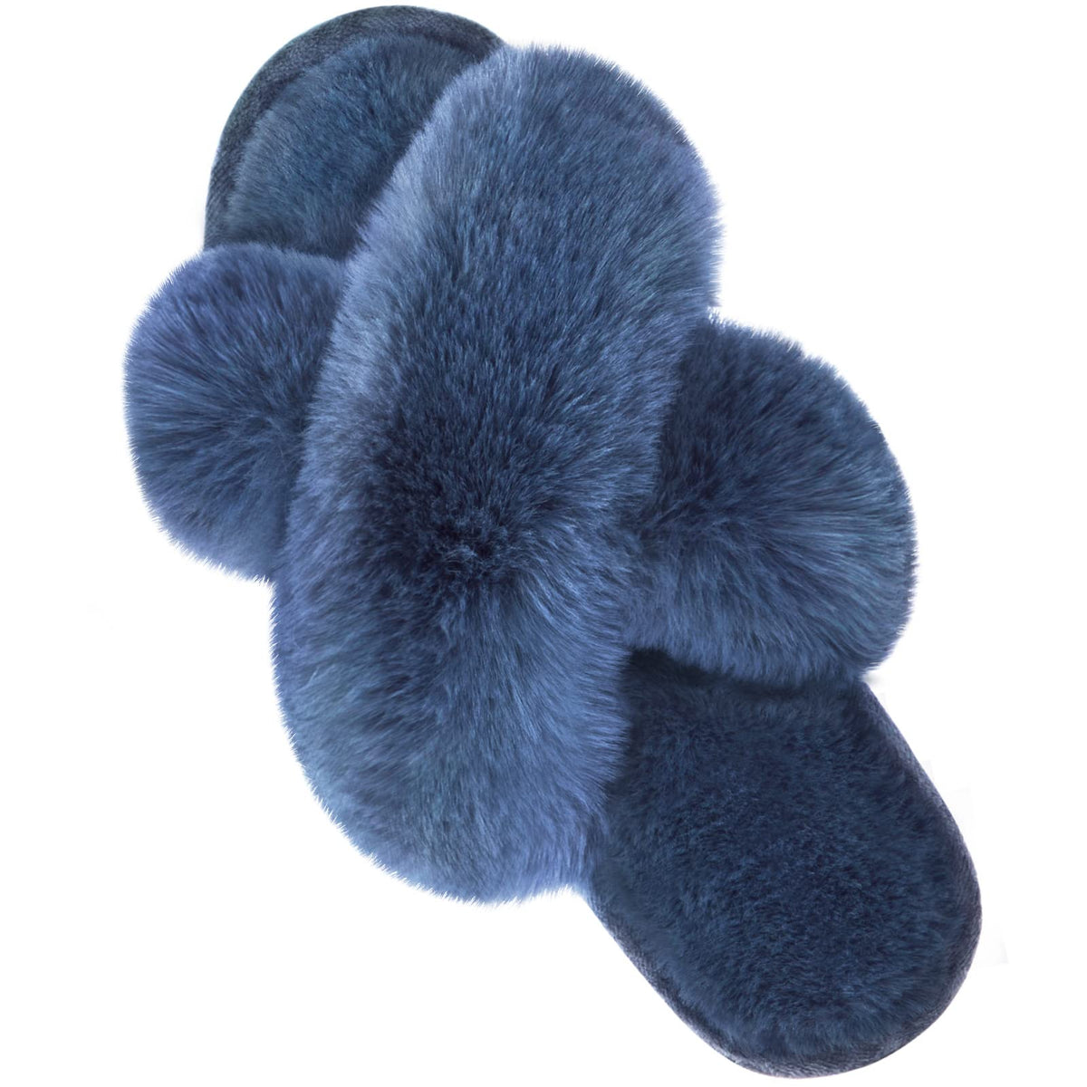 Parlovable Women's Cross Band Slippers Fuzzy Open-Toe Memory Foam