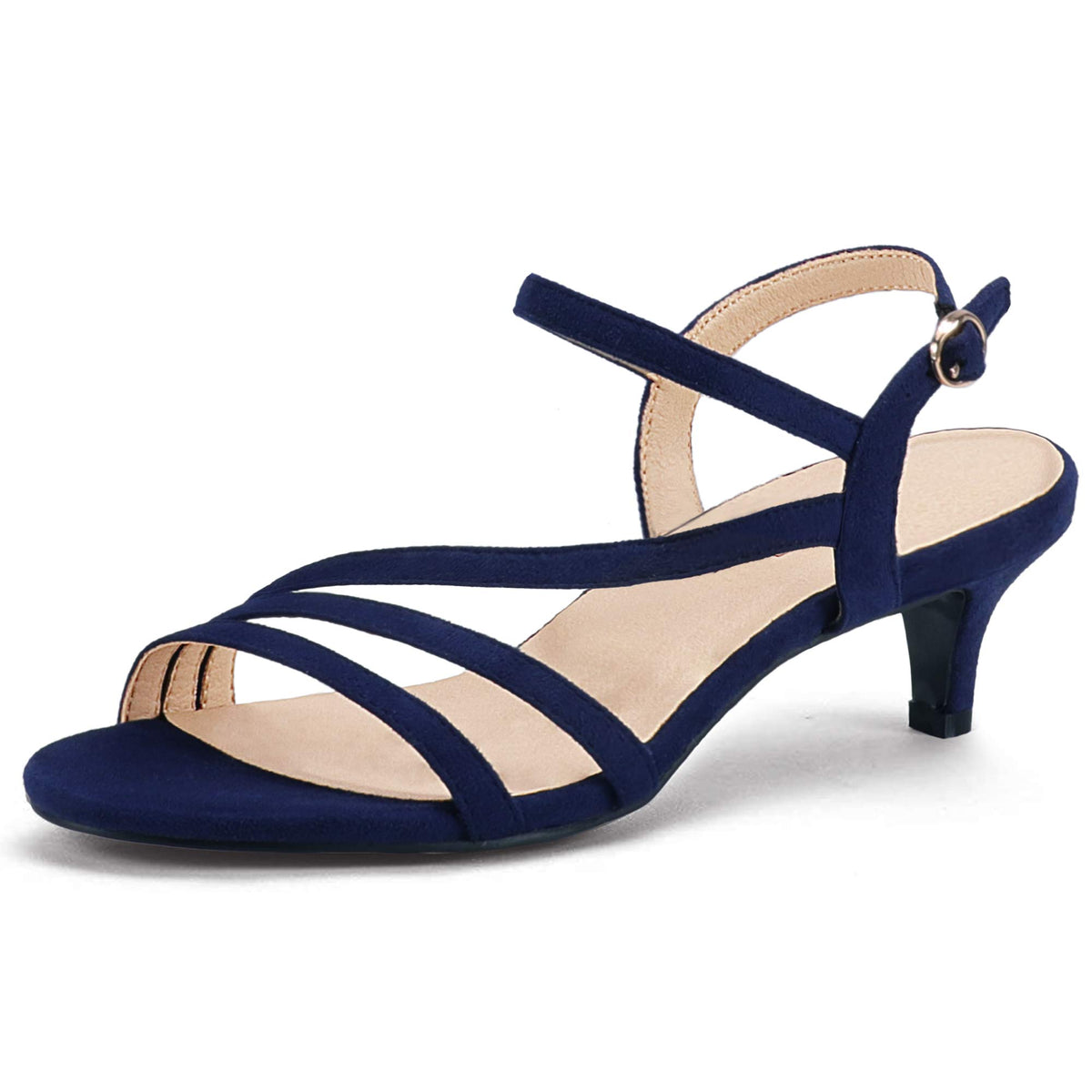 IDIFU Women's Dressy Strappy 2 Inch Low Kitten Heels Open Toe Heel Sandals