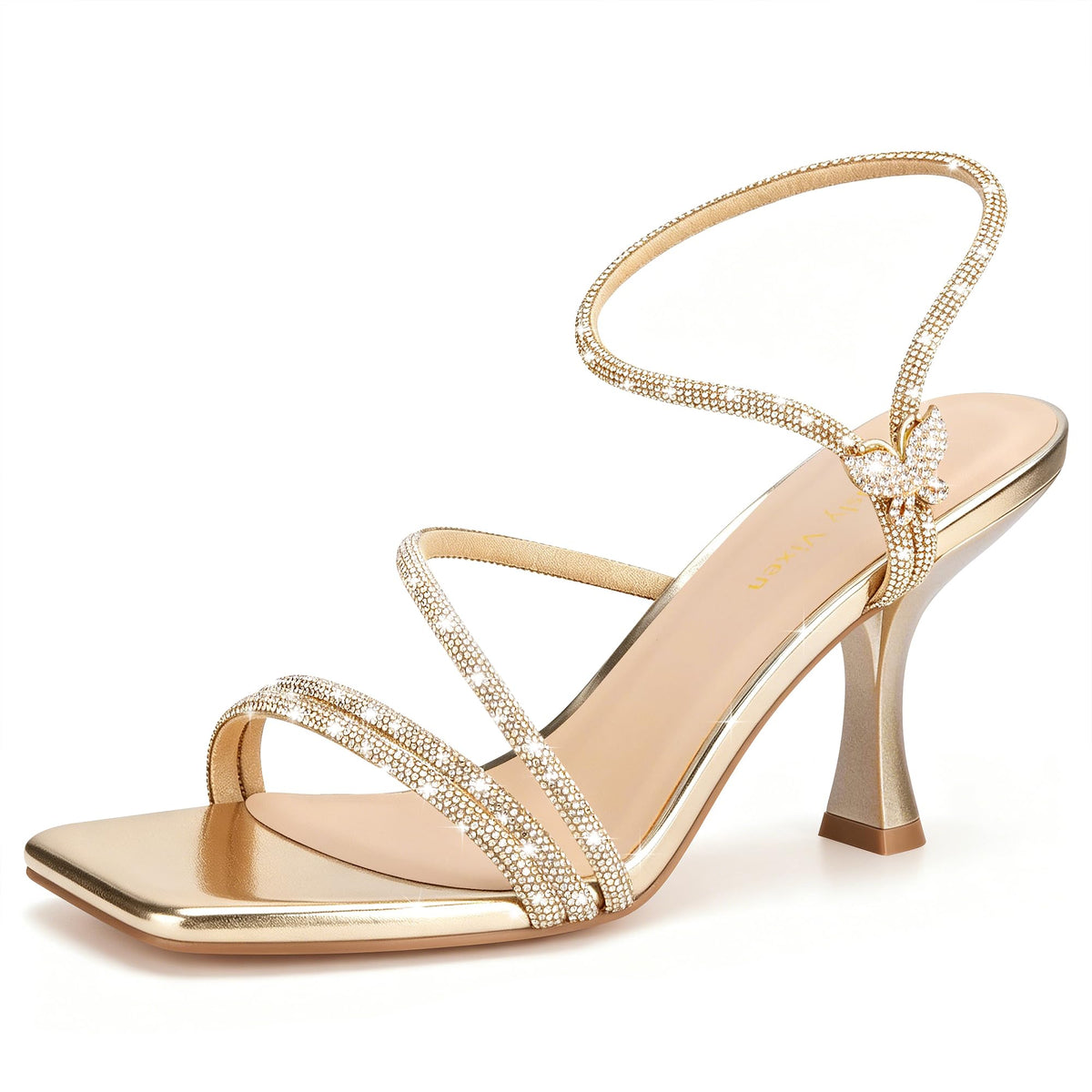 Women's Strappy Kitten Heels Square Open Toe Sandals Party Wedding Ankle Strap Shoes