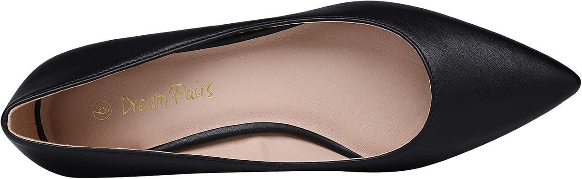 DREAM PAIRS Women's Chunky Low Block Heel Pumps