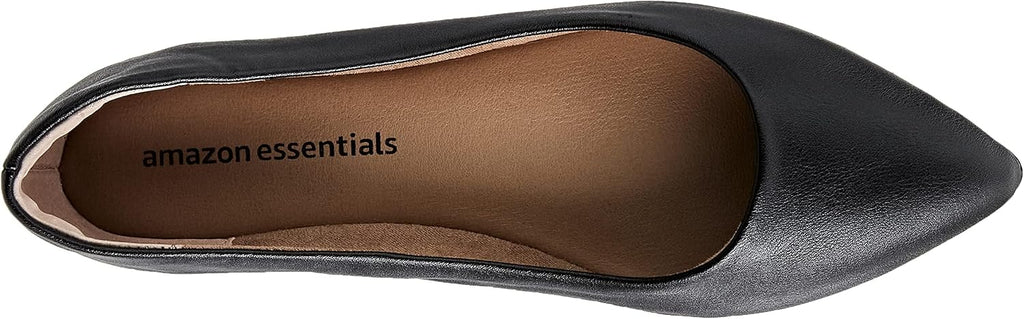 Amazon Essentials Women's Cushioned Pointed-Toe Ballet Flat, Slip-on Non-Slip Work Shoes Regular and Wide Widths