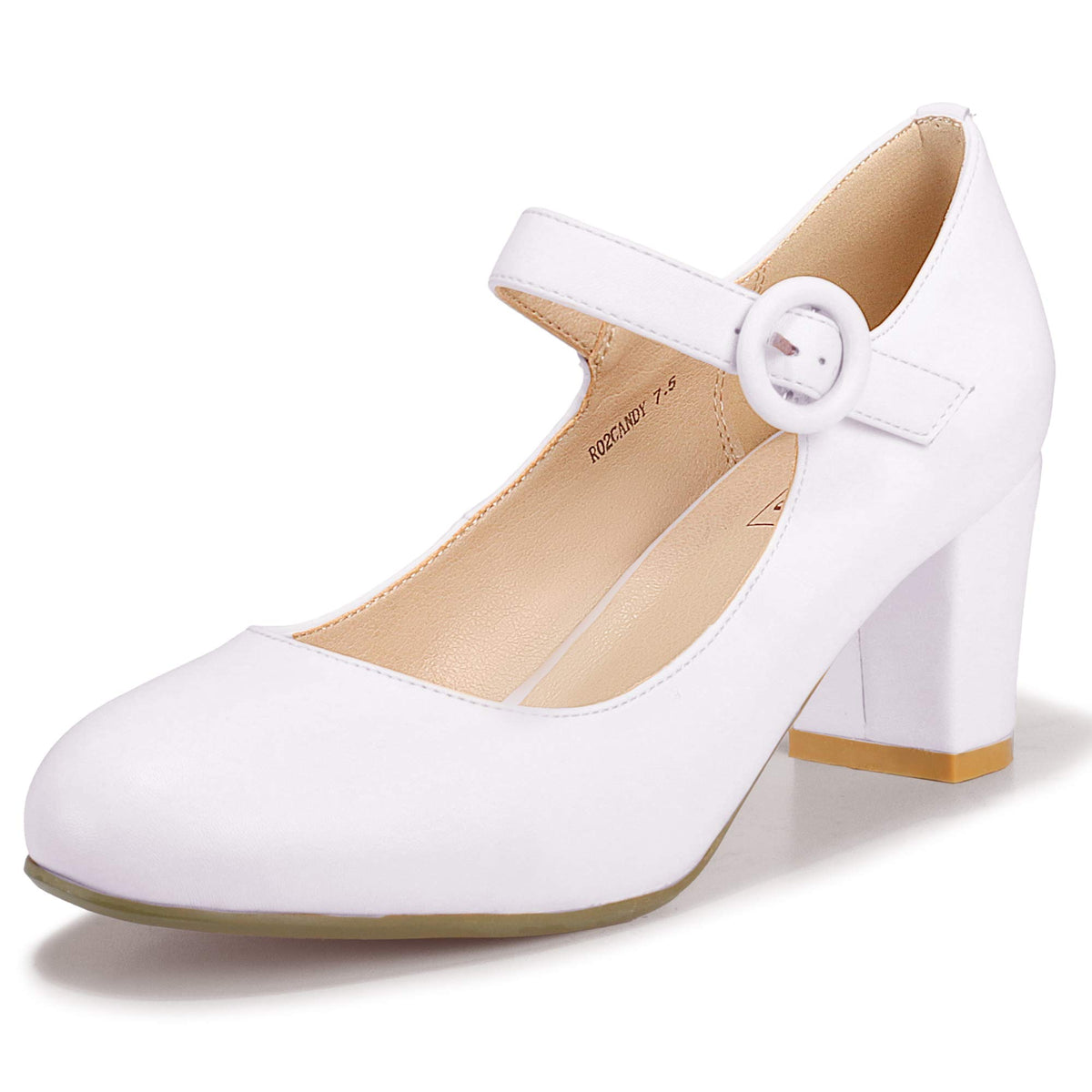 IDIFU Women's Mary Jane Dress Shoes Low Block Closed Round Toe Heels