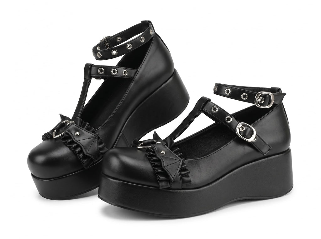 CELNEPHO Mary Jane Shoes Women Platform Pumps Ankle Strap Goth Dress Shoes