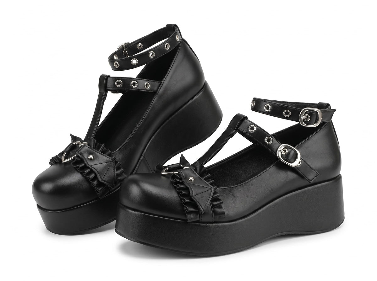 CELNEPHO Mary Jane Shoes Women Platform Pumps Ankle Strap Goth Dress Shoes