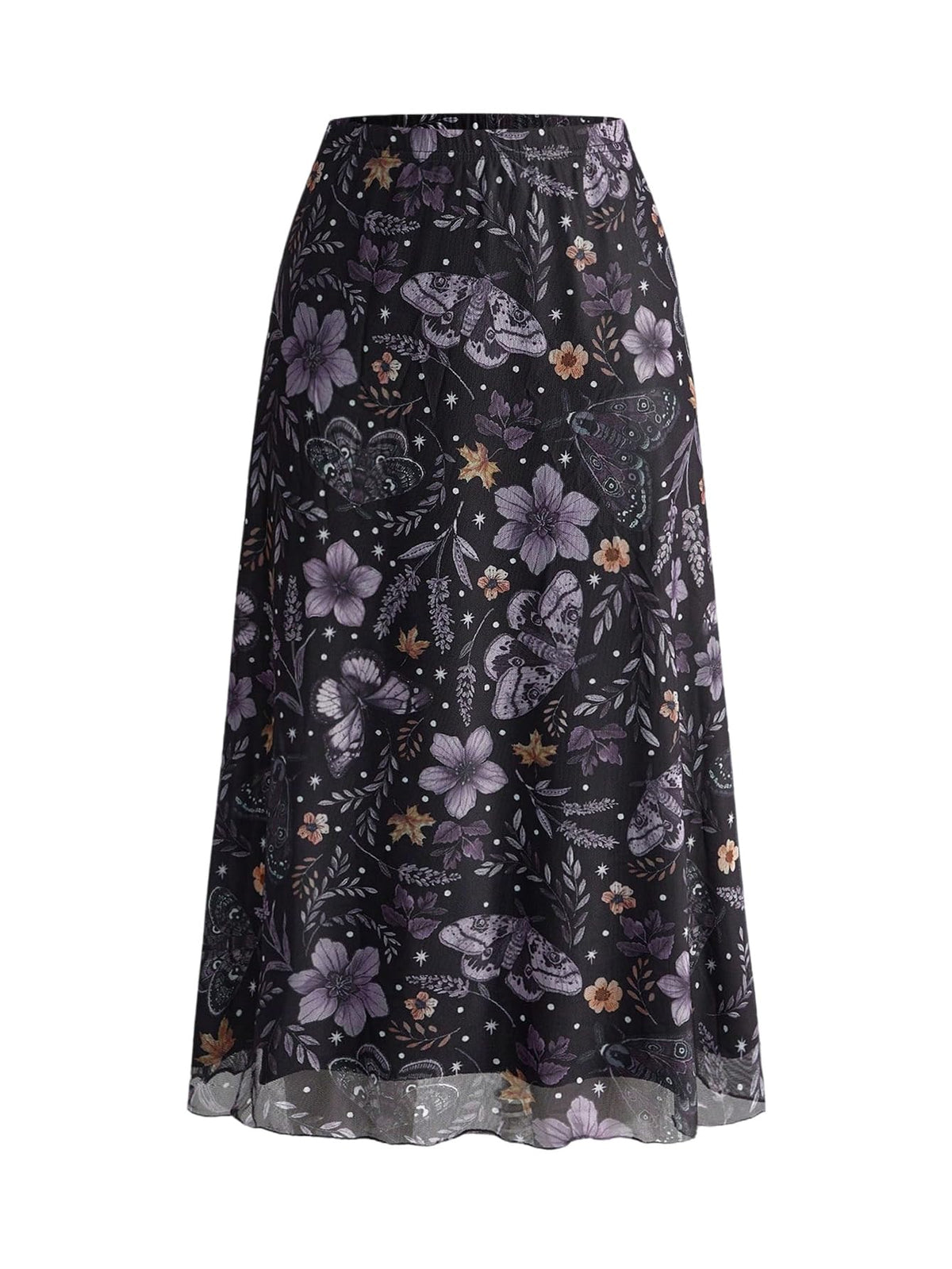 SOLY HUX Women's Plus Size Floral Mesh Midi Skirt A Line Flowy Skirts