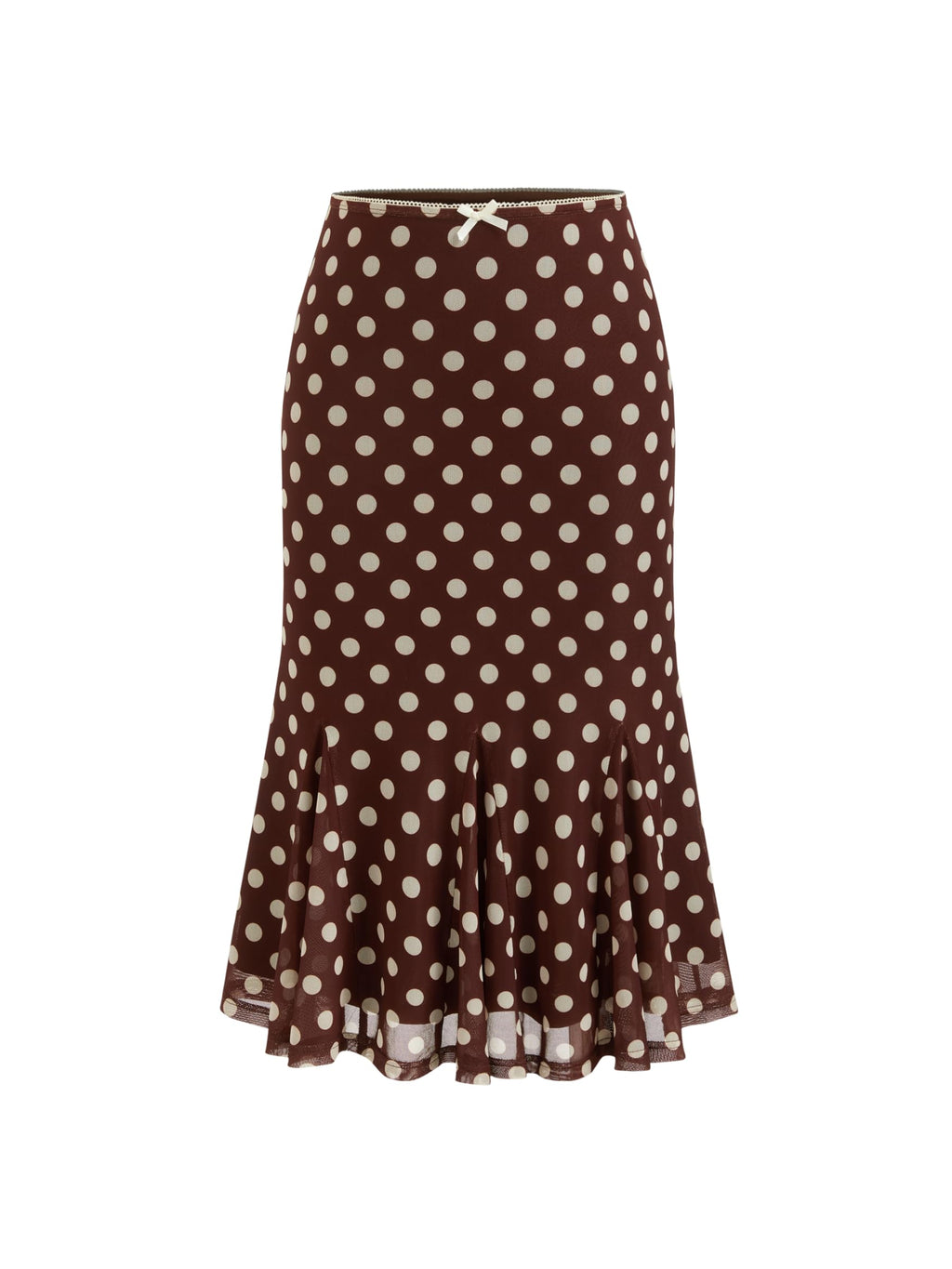 CIDER Womens Polka Dot Midi Skirt Bowknot Sheer Mesh Trendy Skirt