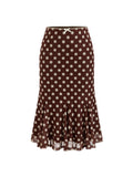 CIDER Womens Polka Dot Midi Skirt Bowknot Sheer Mesh Trendy Skirt