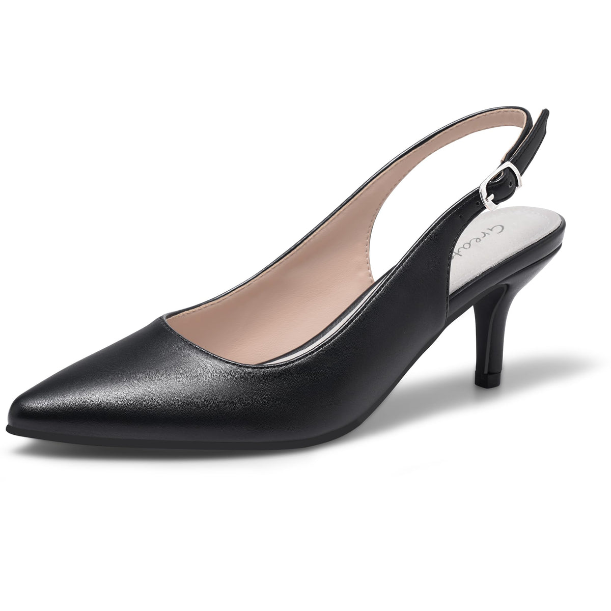 Greatonu Women's Kitten Heels Pointed Toe Slingback Dress Pumps Shoes