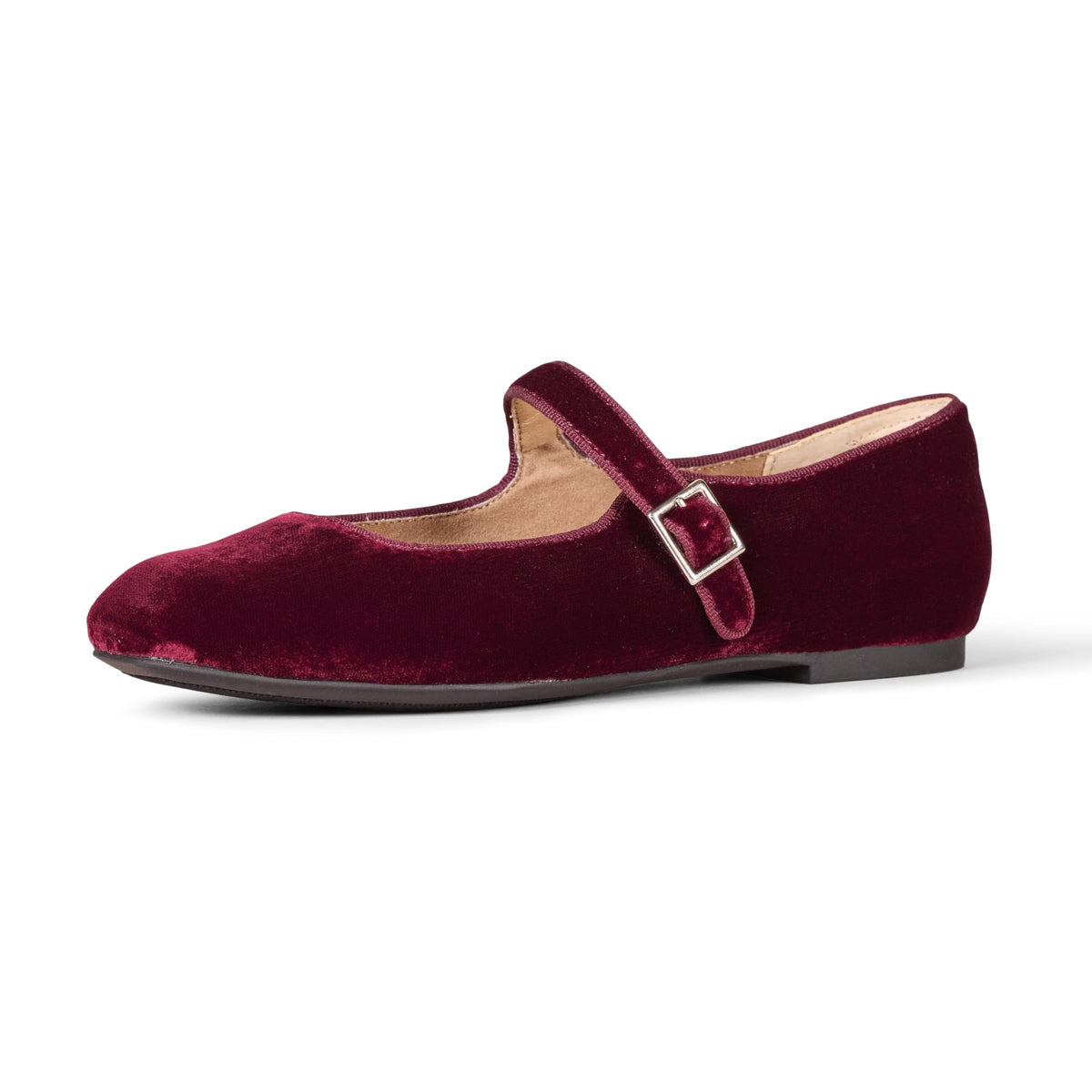 Amazon Essentials Women's Square-Toe Mary Jane Ballet Flat with Adjustable Metal Buckle Strap, Non-Slip Low Heel, Cushioned