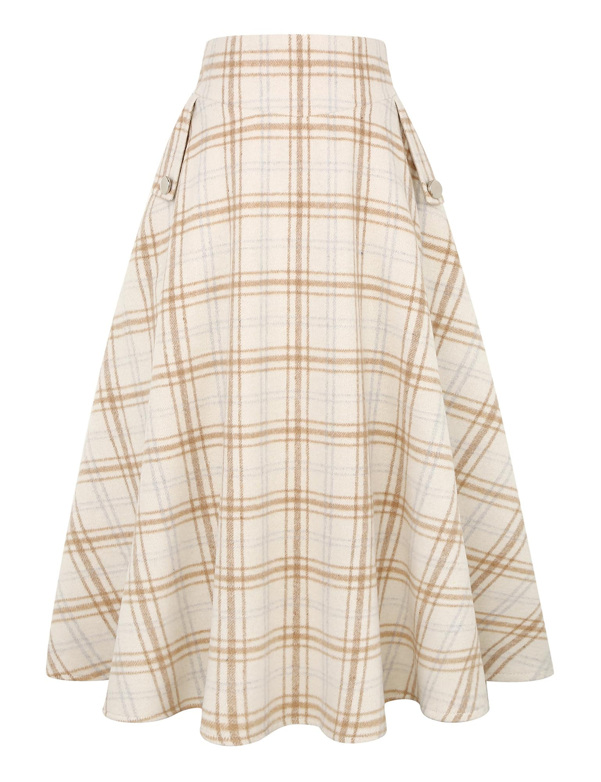 IDEALSANXUN Women’s Fall Winter High Waisted Wool Plaid A-line Long Skirt