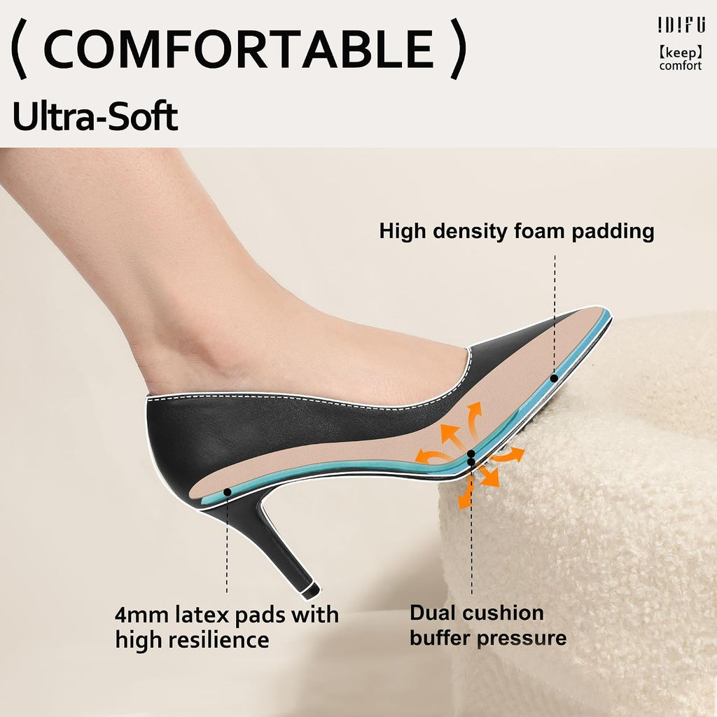IDIFU High Closed Toe Heels Women's Pumps Pointed Stiletto Dress Shoes