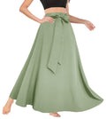 Afibi Women's High Waist Skirt Tie Front A-Line Flowy Long Maxi Skirts with Pockets