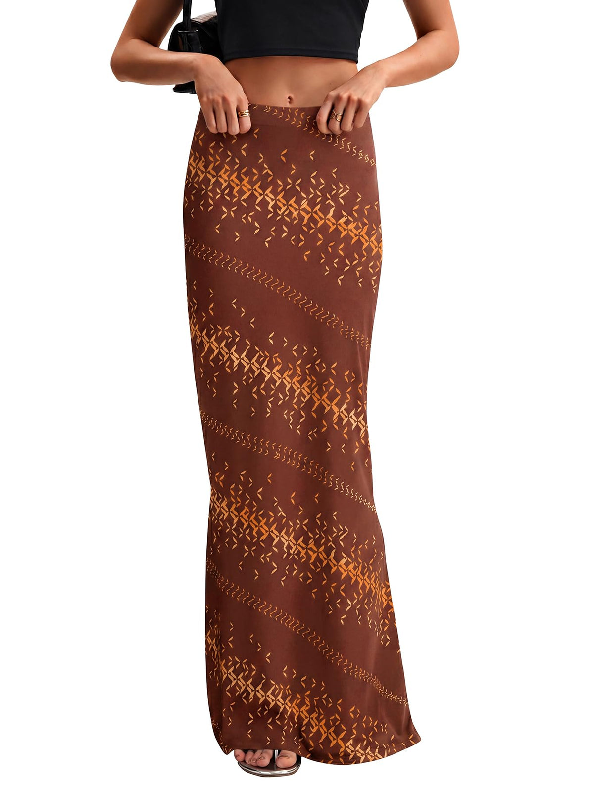 KIFOVEN Women's High Waist Elastic Flare Sexy Bodycon Basic Slim Maxi Skirt