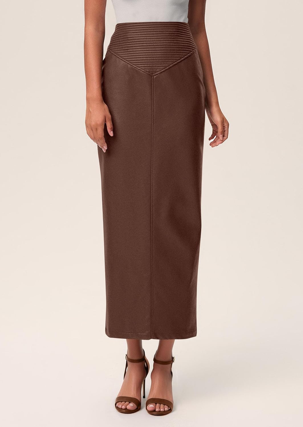 PRETTYGARDEN Women's Faux Leather High Waisted Maxi Skirts