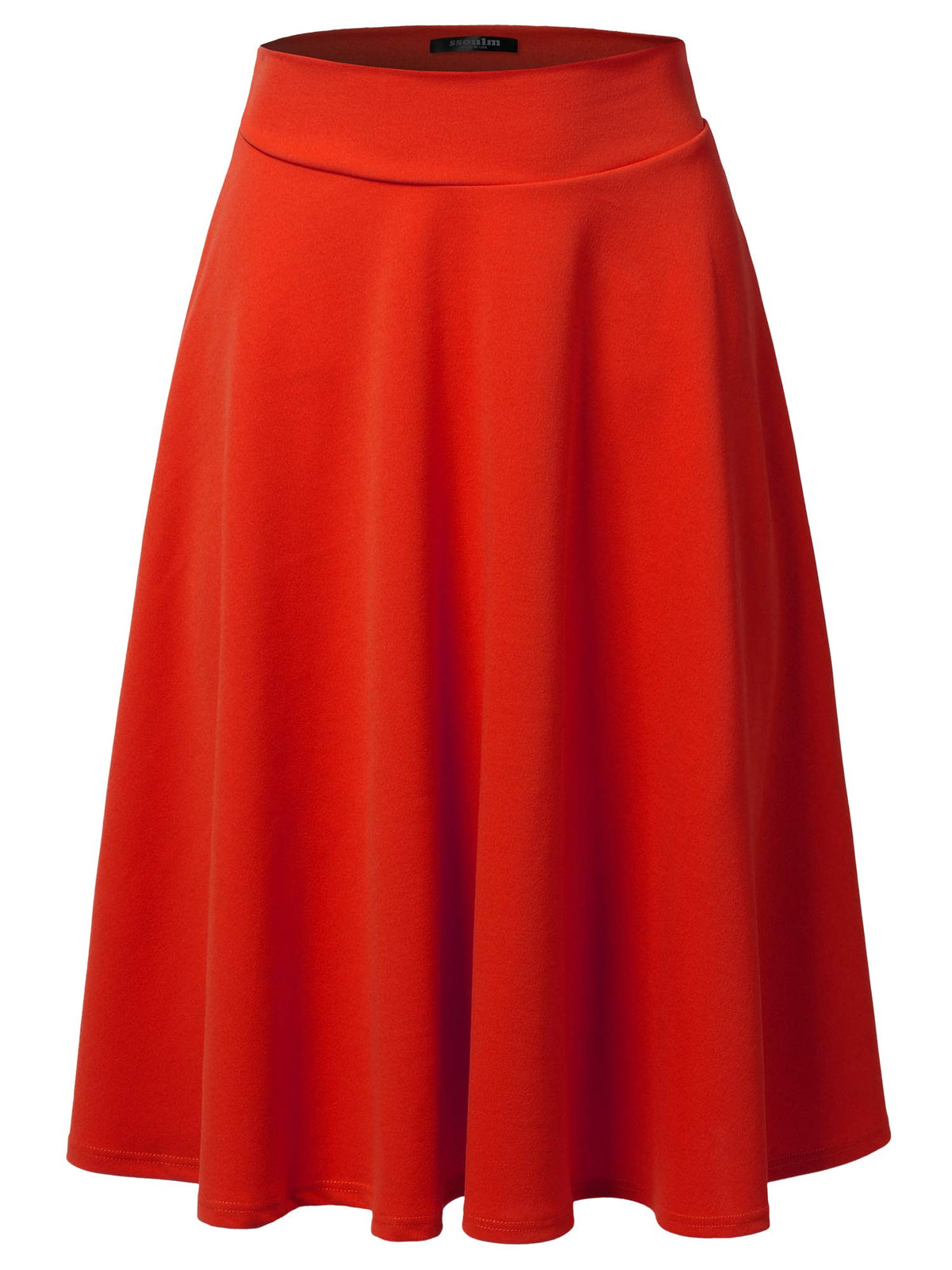 SSOULM A-Line Midi Skirt - Made in USA - Stretchy High Waisted Flare Skirts with Plus Size