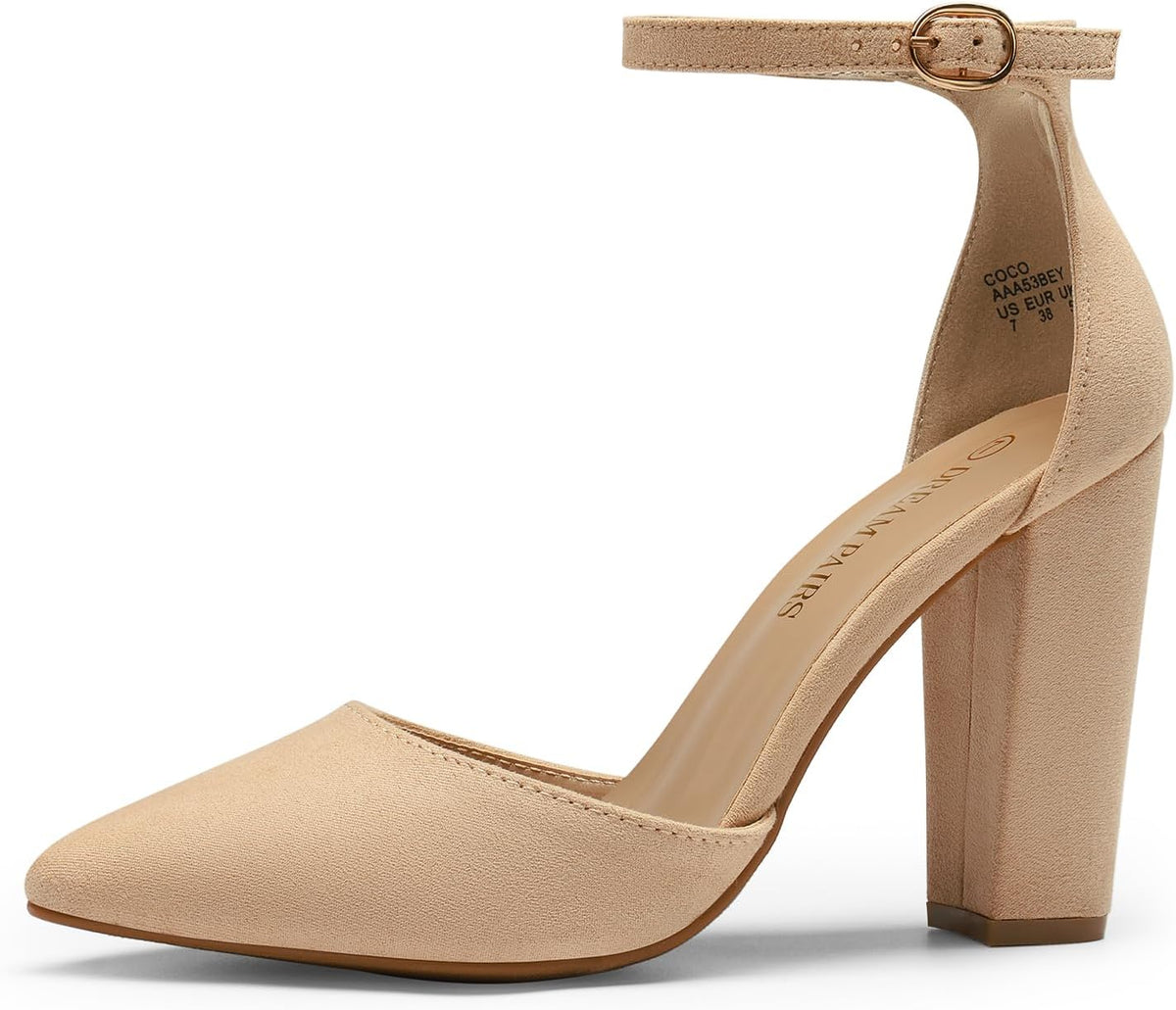 DREAM PAIRS Women's Coco High Heels Chunky Pumps
