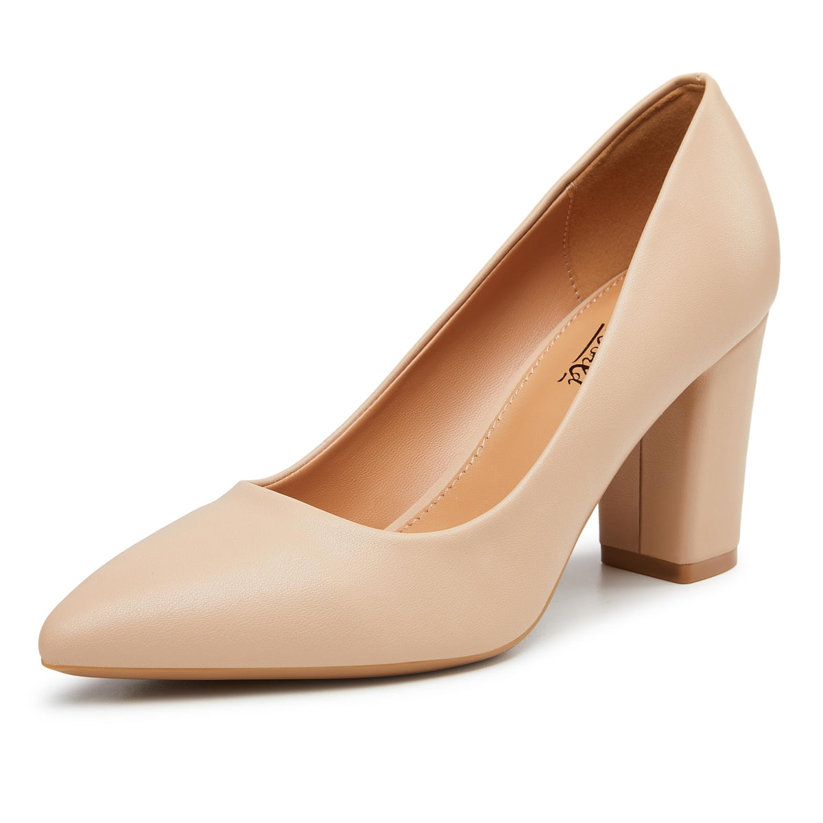 Heel The World Women's High Chunky Block Closed Toe Heels,Slip On Pointed Toe Work Dress Office Wedding Party Pumps Shoes