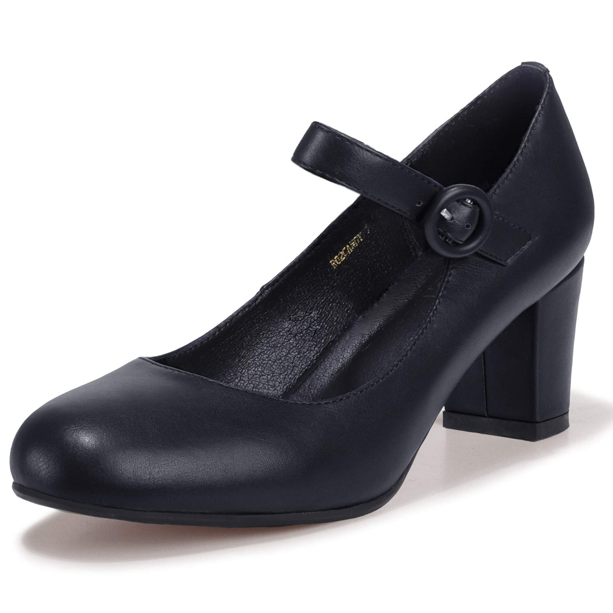 IDIFU Women's Mary Jane Dress Shoes Low Block Closed Round Toe Heels