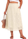 Eytino Plus Size Maxi Skirt for Women with Pockets