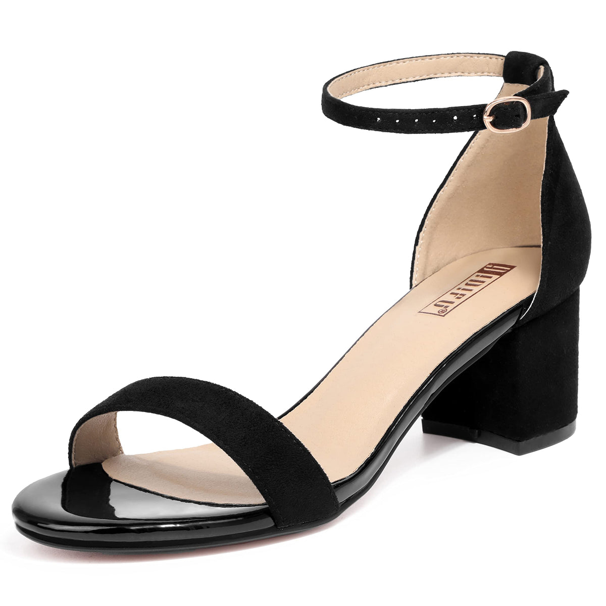 IDIFU Women's Cookie-LO Low Block Heels Chunky Sandals Ankle Strap Wedding Dress Pump Shoes