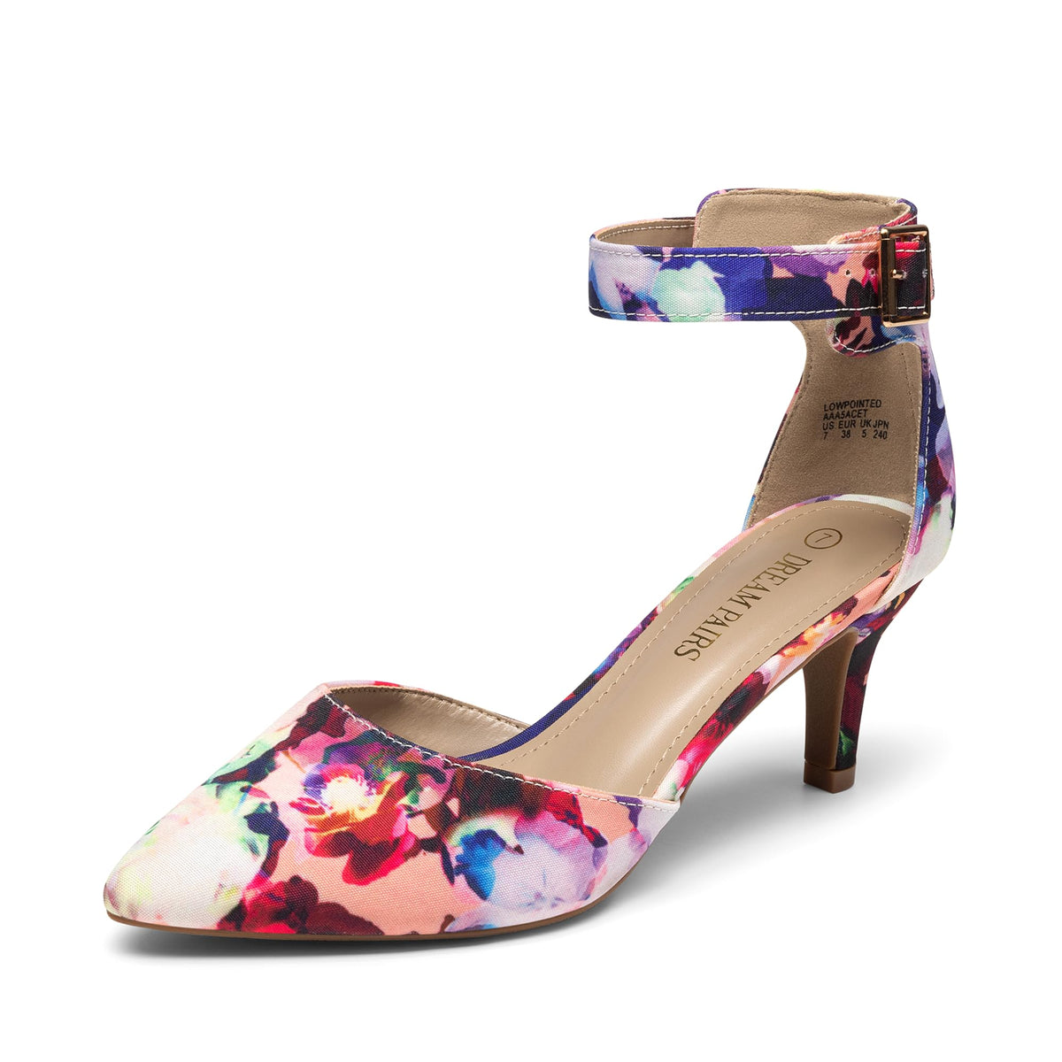 DREAM PAIRS Women's Kitten Heels Ankle Strap Pumps