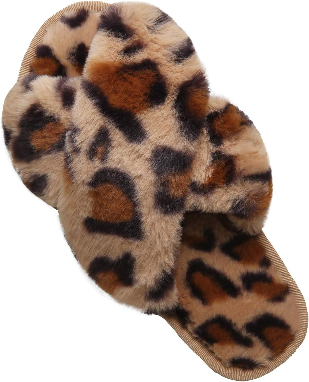 LZLER Women’s Cross Band Slippers, Soft Plush Fleece Lightweight Non Slip Open Toe Flip Flop Shoes House Indoor Outdoor Fur Fuzzy Slippers