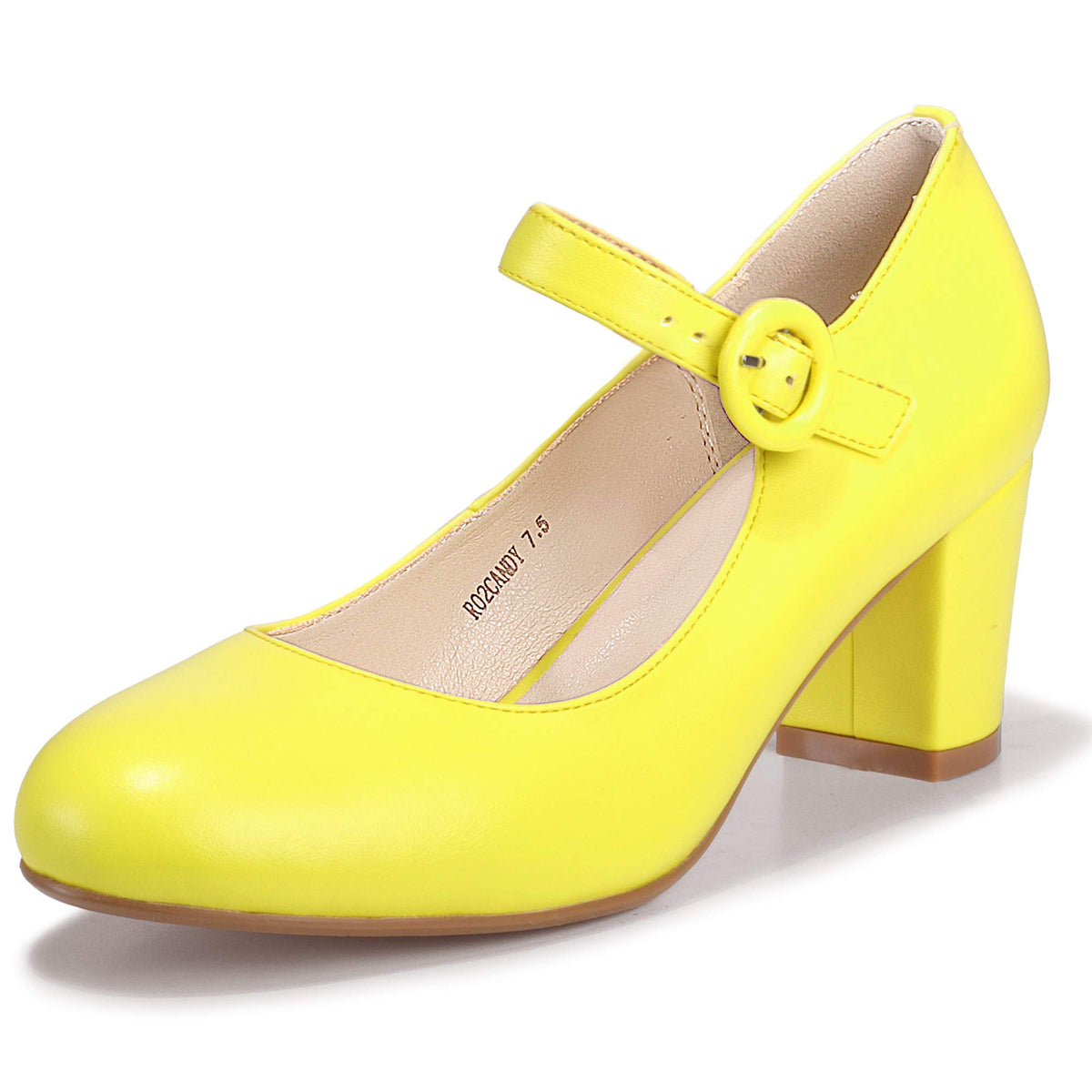 IDIFU Women's Mary Jane Dress Shoes Low Block Closed Round Toe Heels