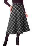 Tankaneo Womens Plaid Long Skirts Elastic Waist A-line Maxi Skirt 2026