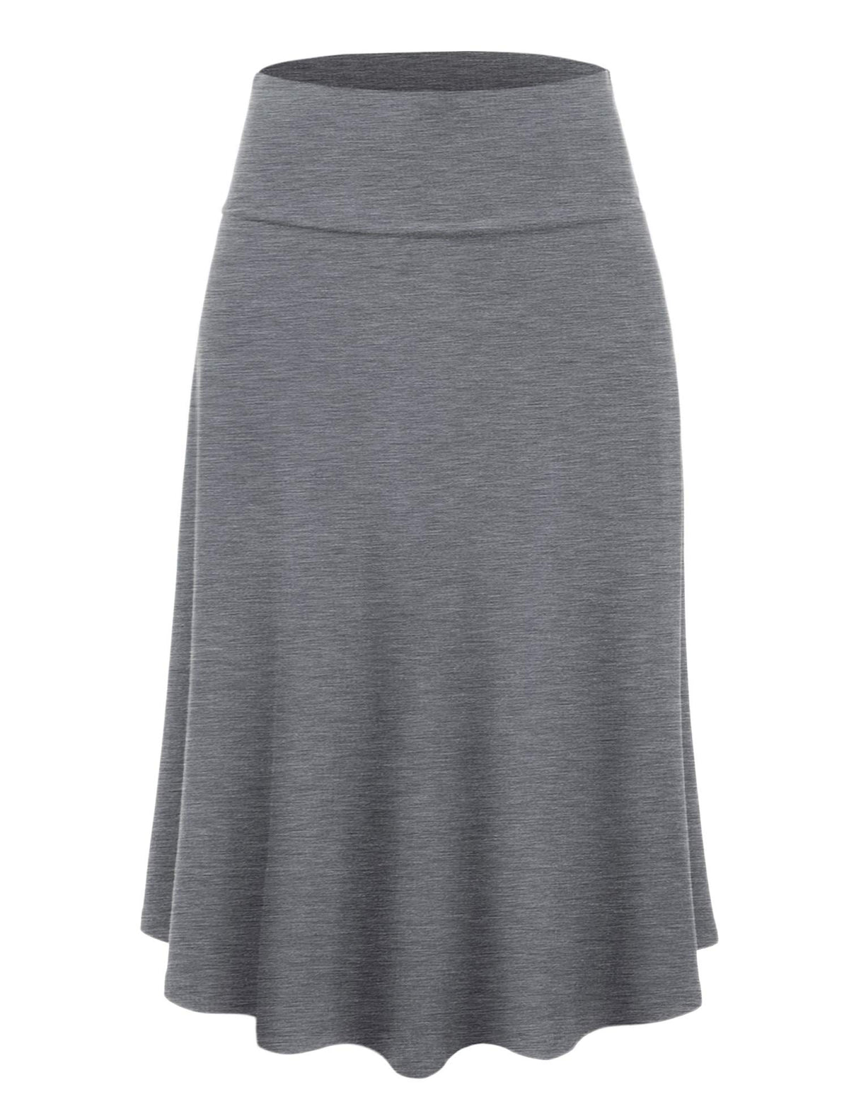 Lock and Love Women's Solid Ombre Lightweight Flare Midi Pull On Closure Skirt S-XXXL Plus Size