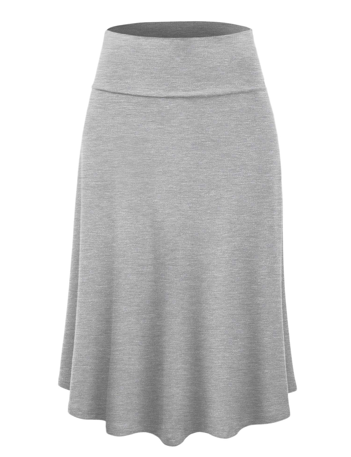 Lock and Love Women's Solid Ombre Lightweight Flare Midi Pull On Closure Skirt S-XXXL Plus Size