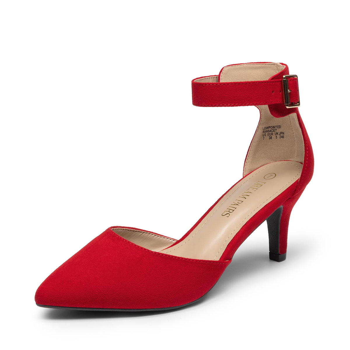 DREAM PAIRS Women's Kitten Heels Ankle Strap Pumps